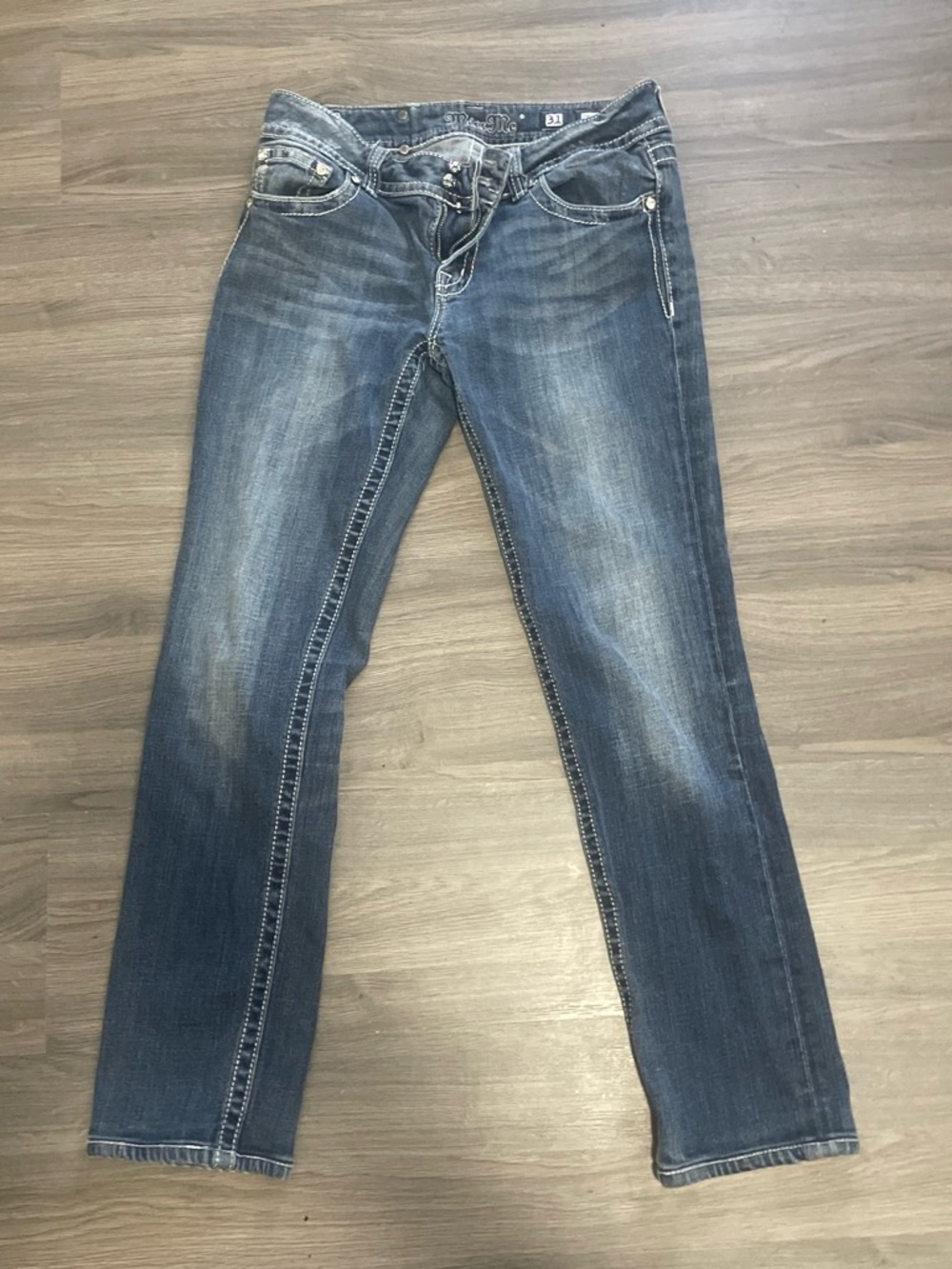Miss Me Women's Dark Blue Skinny Jeans with Faded Whiskering